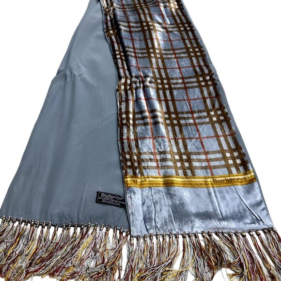 Burberry Blue and Brown Plaid Scarf - Picture 2 of 8
